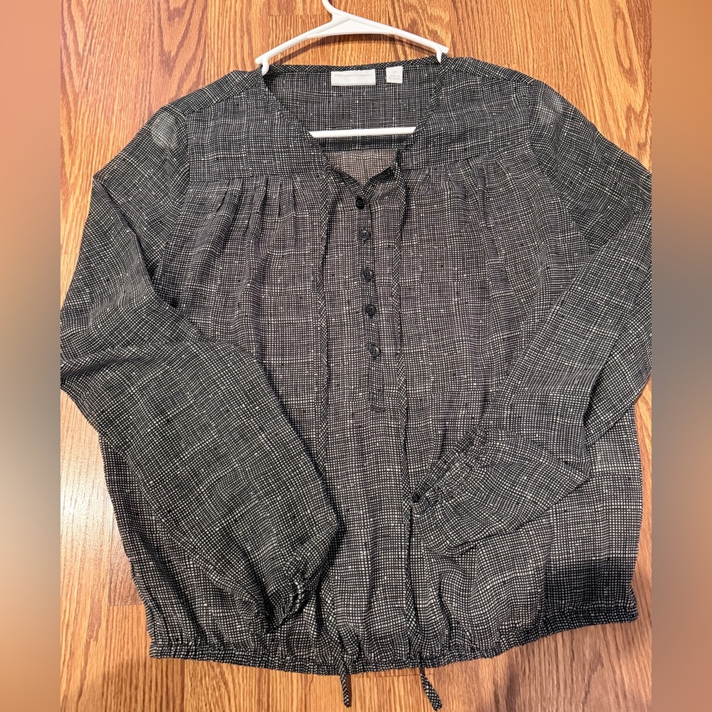 New York & Company Black Plaid Shirt